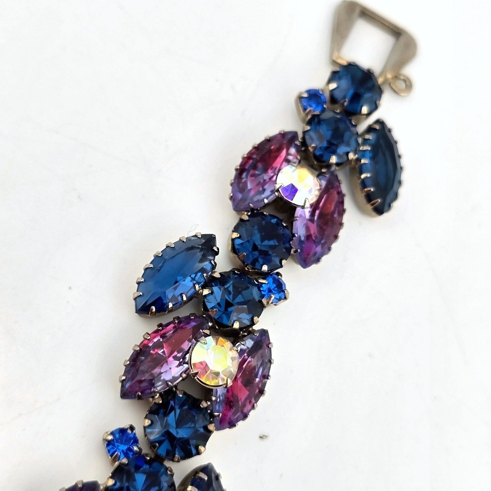 Vintage Julianna D&E Navette AB Rhinestone Link Bracelet - Picture 5 of 8